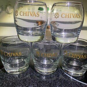 Chivas Whiskey Rock Swirl Glasses 10 0z.